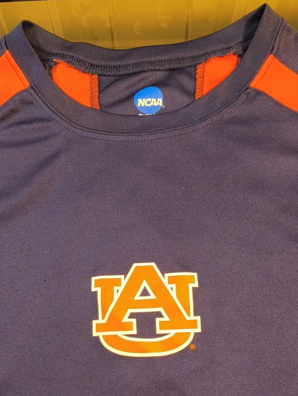 Auburn NCAA Navy and Orange  Men's Short Sleeve Tee Active Breathable Bright